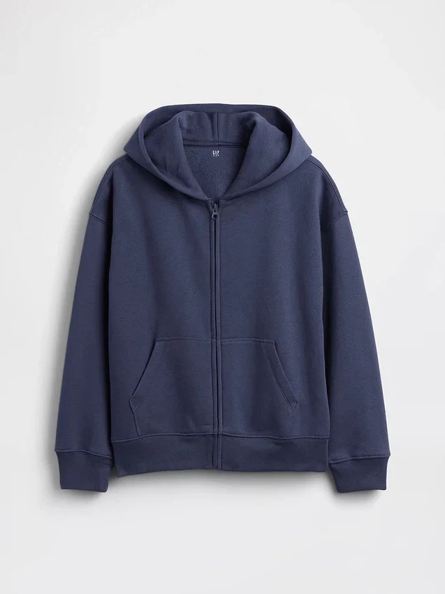 Vintagesoft-hoodie med dragkedja i avslappnad passform för barn