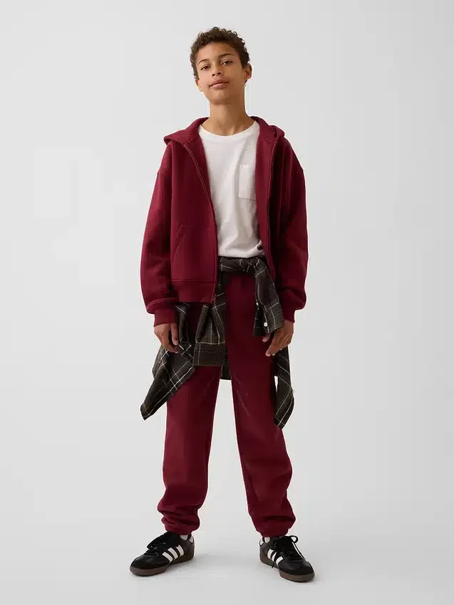 Vintagesoft-hoodie med dragkedja i avslappnad passform för barn