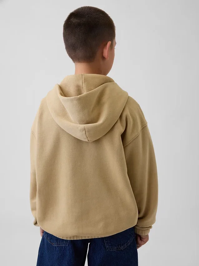 Vintagesoft-hoodie med dragkedja i avslappnad passform för barn