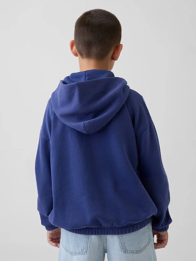 Vintagesoft-hoodie med dragkedja i avslappnad passform för barn