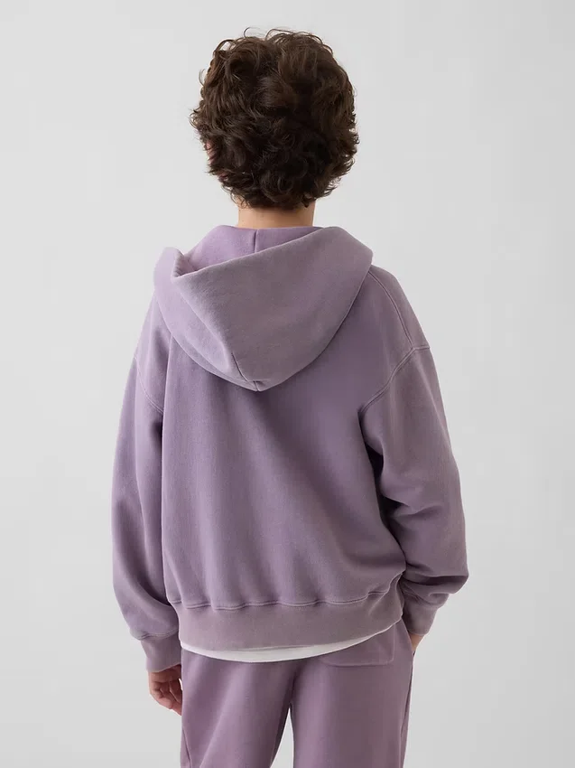 Vintagesoft-hoodie med dragkedja i avslappnad passform för barn