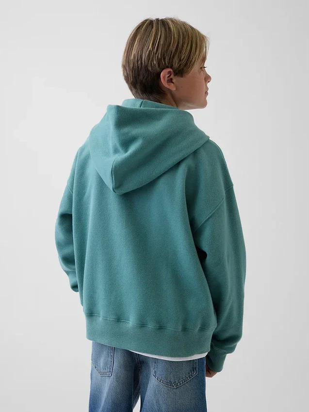 Vintagesoft-hoodie med dragkedja i avslappnad passform för barn