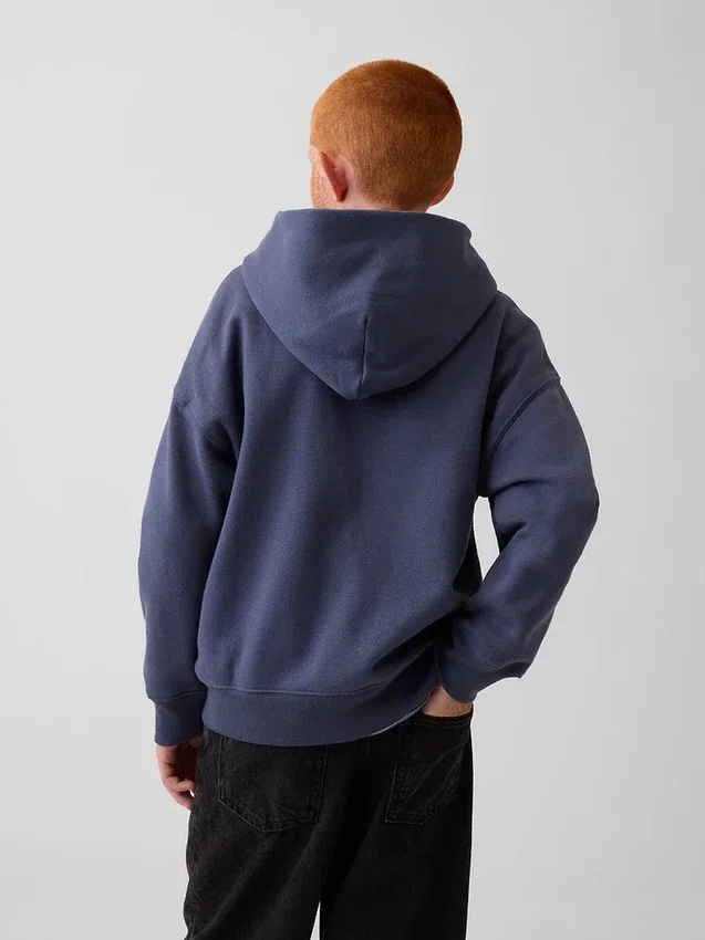 Vintagesoft-hoodie med dragkedja i avslappnad passform för barn