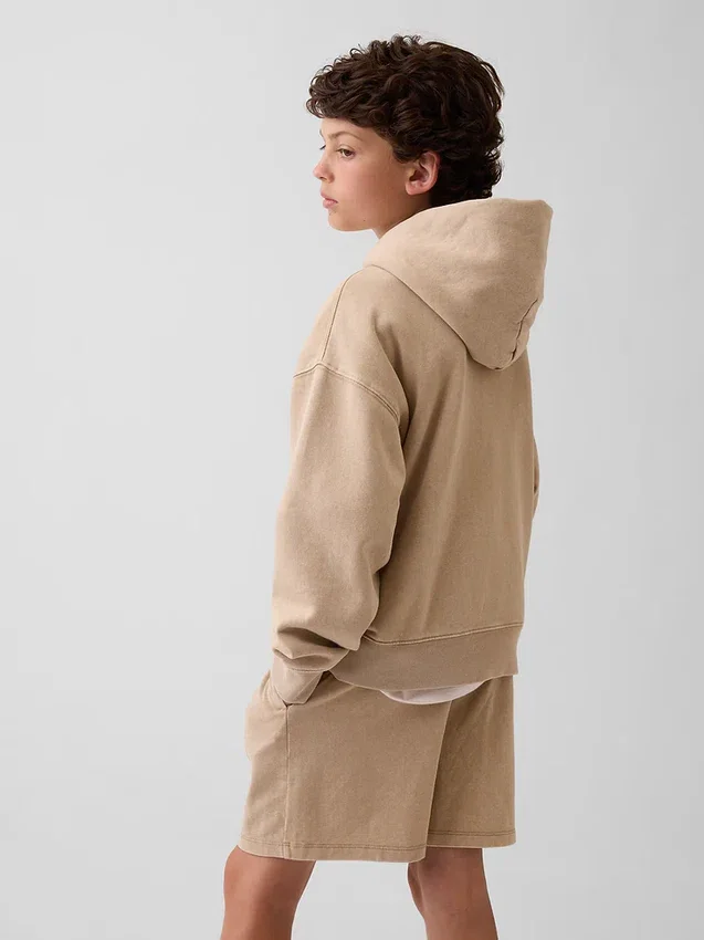 Vintagesoft-hoodie med dragkedja i avslappnad passform för barn
