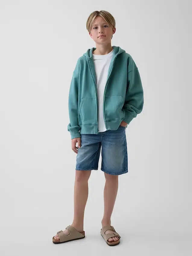 Vintagesoft-hoodie med dragkedja i avslappnad passform för barn