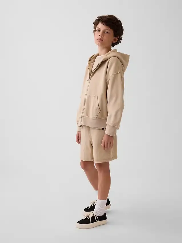 Vintagesoft-hoodie med dragkedja i avslappnad passform för barn