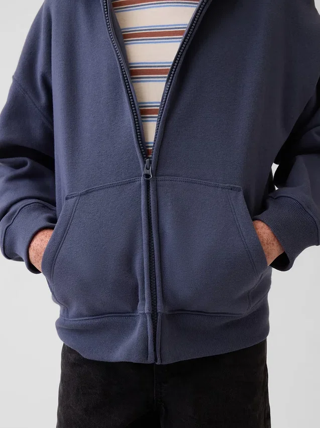 Vintagesoft-hoodie med dragkedja i avslappnad passform för barn