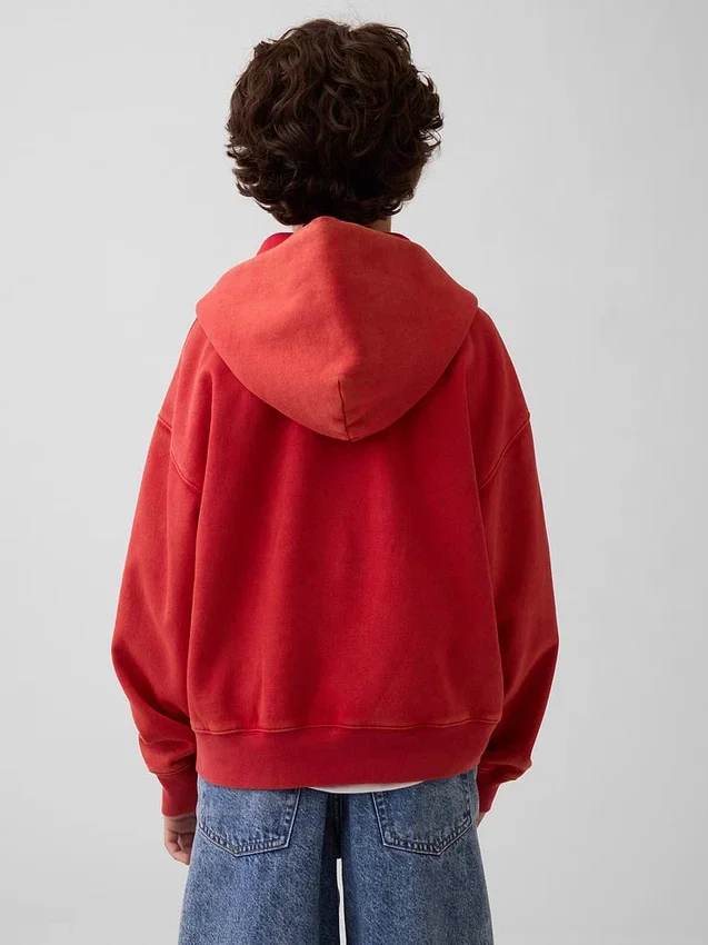 Vintagesoft-hoodie med dragkedja och avslappnad passform för barn
