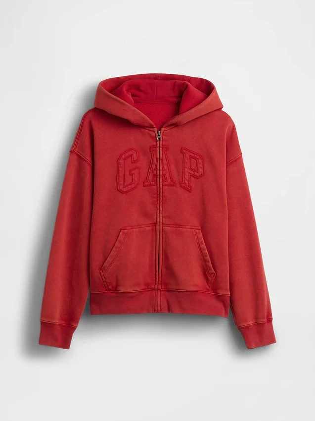 Vintagesoft-hoodie med dragkedja och avslappnad passform för barn