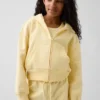 Vintagesoft-hoodie med dragkedja och spetskant för barn