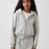 Vintagesoft-hoodie med dragkedja och spetskant för barn