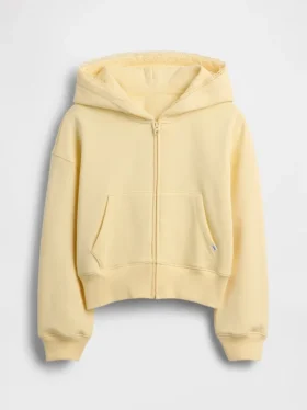 Vintagesoft-hoodie med dragkedja och spetskant för barn