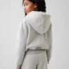 Vintagesoft-hoodie med dragkedja och spetskant för barn