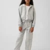 Vintagesoft-hoodie med dragkedja och spetskant för barn