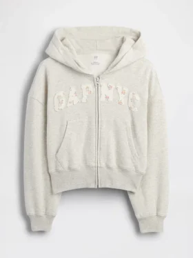 Vintagesoft-hoodie med dragkedja och överdimensionerad logotyp för barn