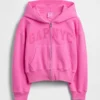 Vintagesoft-hoodie med dragkedja och överdimensionerad logotyp för barn