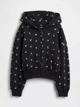 Vintagesoft-hoodie med dragkedja och överdimensionerad logotyp för barn