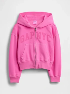 Vintagesoft-hoodie med dragkedja och överdimensionerad logotyp för barn