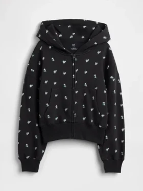 Vintagesoft-hoodie med dragkedja och överdimensionerad logotyp för barn