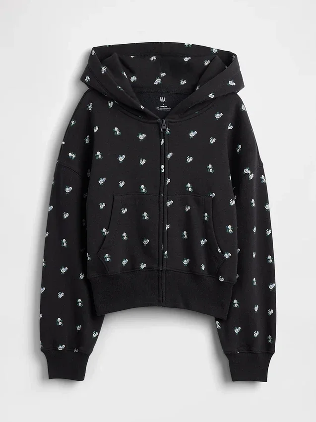 Vintagesoft-hoodie med dragkedja och överdimensionerad logotyp för barn