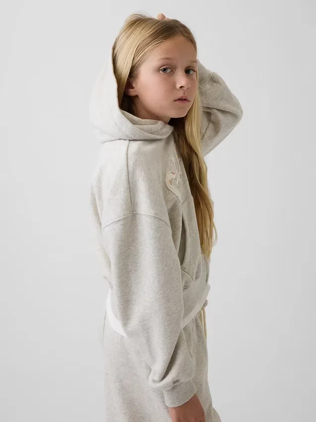 Vintagesoft-hoodie med dragkedja och överdimensionerad logotyp för barn