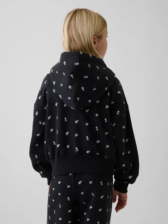 Vintagesoft-hoodie med dragkedja och överdimensionerad logotyp för barn