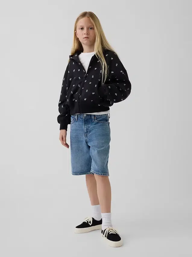 Vintagesoft-hoodie med dragkedja och överdimensionerad logotyp för barn