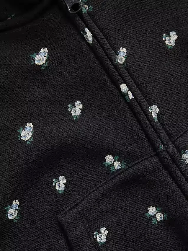 Vintagesoft-hoodie med dragkedja och överdimensionerad logotyp för barn