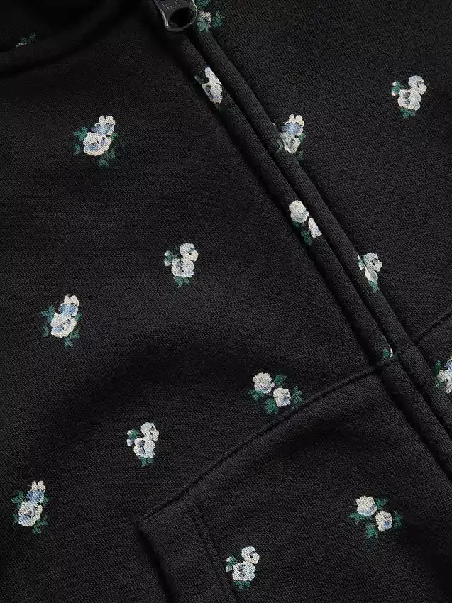 Vintagesoft-hoodie med dragkedja och överdimensionerad logotyp för barn