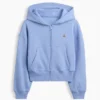 Vintagesoft-hoodie med dragkedja och överdimensionerad logotyp för barn