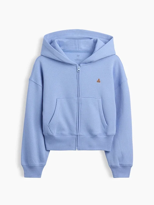 Vintagesoft-hoodie med dragkedja och överdimensionerad logotyp för barn