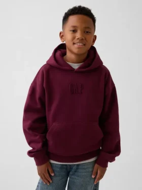 Vintagesoft-hoodie med logo för barn i avslappnad passform