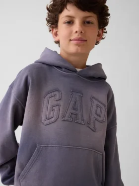 Vintagesoft-hoodie med logo för barn i avslappnad passform