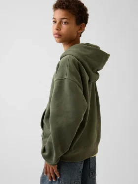 Vintagesoft-hoodie med logo för barn i avslappnad passform