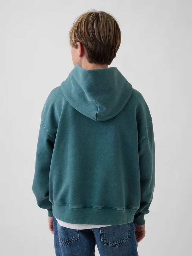 Vintagesoft-hoodie med logo för barn i avslappnad passform