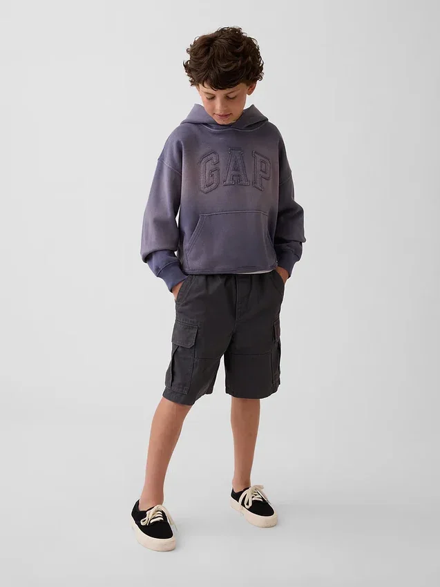 Vintagesoft-hoodie med logo för barn i avslappnad passform