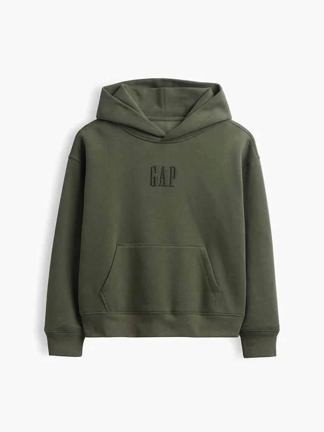Vintagesoft-hoodie med logo för barn i avslappnad passform