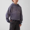 Vintagesoft-hoodie med logo för barn i avslappnad passform