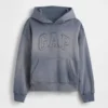 Vintagesoft-hoodie med logo för barn i avslappnad passform