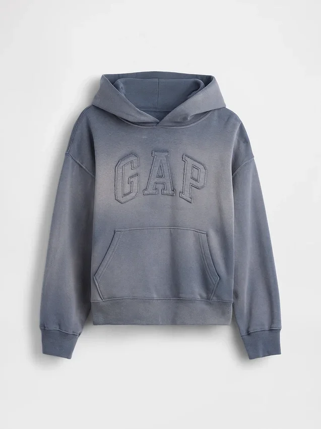 Vintagesoft-hoodie med logo för barn i avslappnad passform