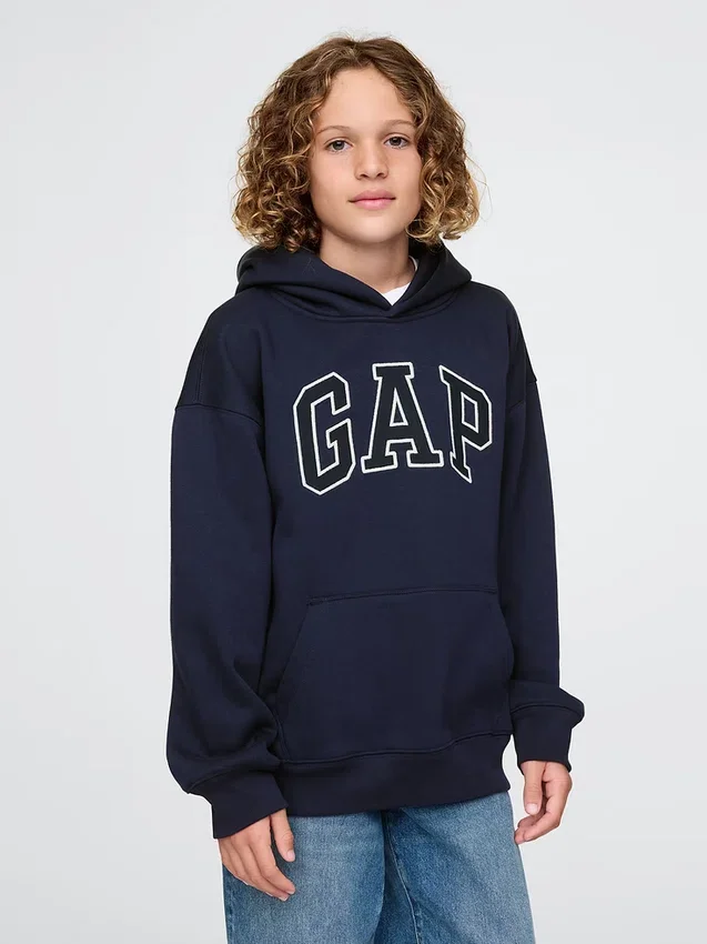 Vintagesoft-hoodie med logotyp för barn