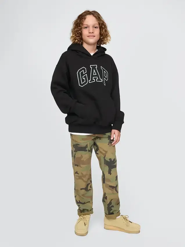 Vintagesoft-hoodie med logotyp för barn