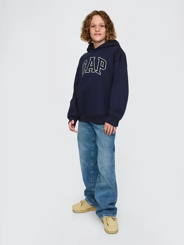 Vintagesoft-hoodie med logotyp för barn