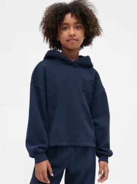 Vintagesoft-hoodie med patch för barn