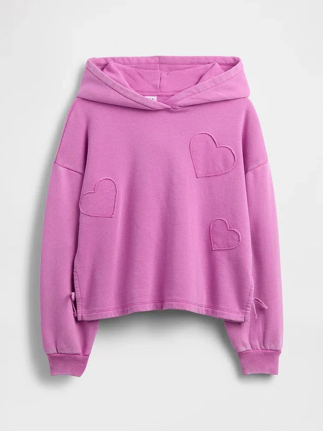 Vintagesoft-hoodie med patch för barn