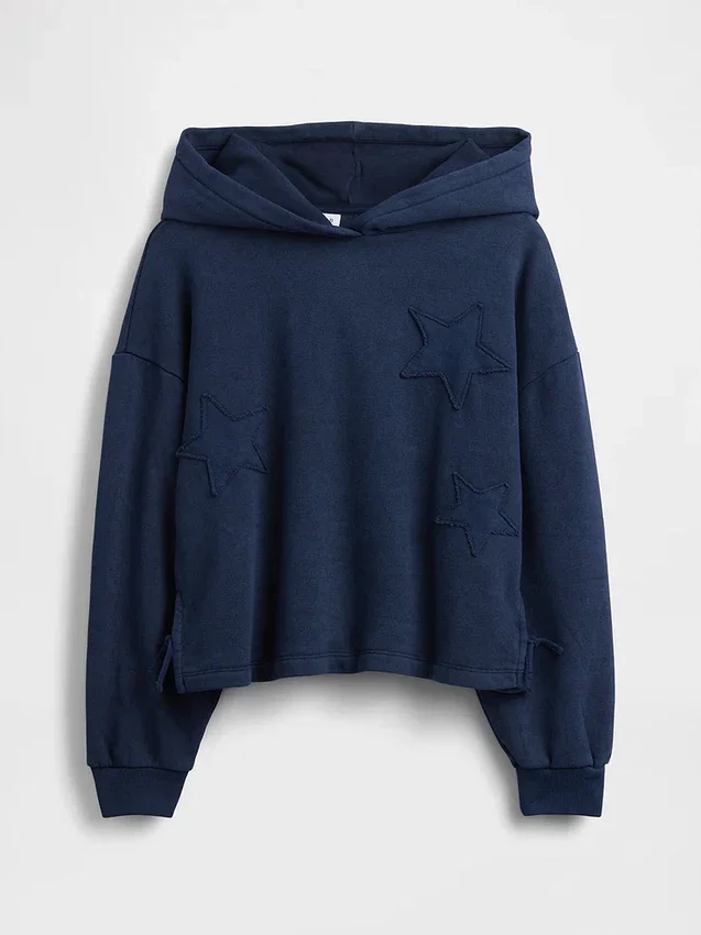 Vintagesoft-hoodie med patch för barn