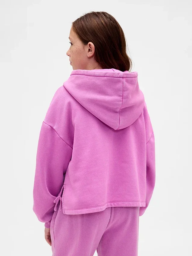 Vintagesoft-hoodie med patch för barn