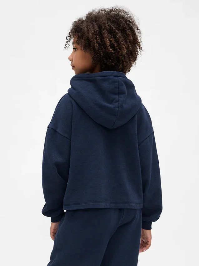 Vintagesoft-hoodie med patch för barn