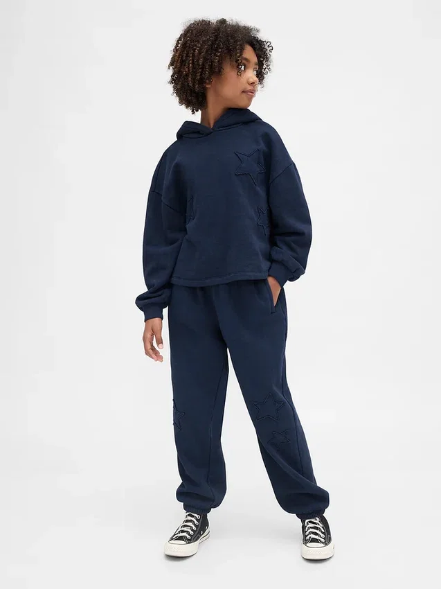 Vintagesoft-hoodie med patch för barn