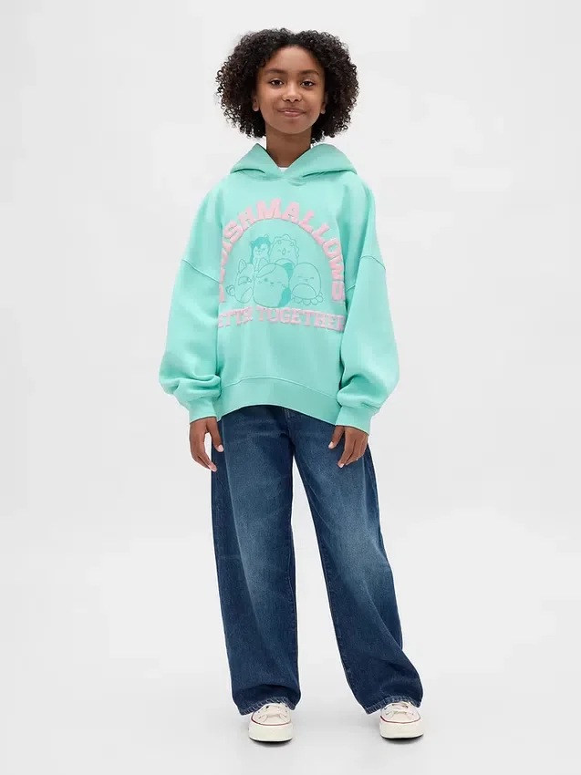 Vintagesoft-hoodie med tryck för barn